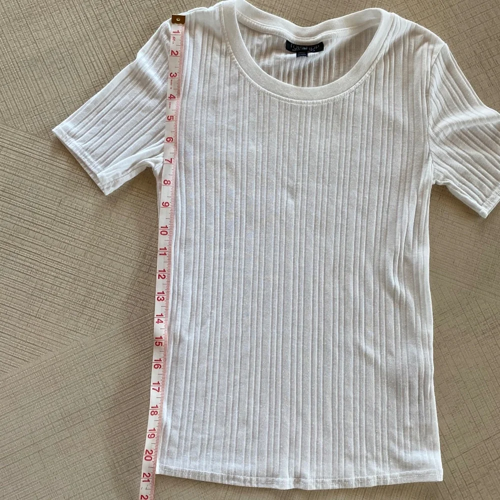 Topshop Alexa tee short sleeve ribbed white size 2 - Picture 5 of 11